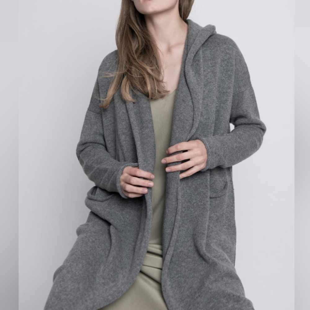 GANT 100% Cashmere Grey Long Hooded Sweater L